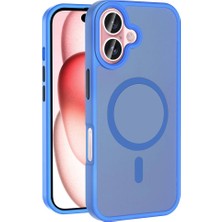 iPhone 16 Plus Kılıf Magsafe Şarj Özellikli Mat Arka Yüzey Zore Sio Kapak-Mavi