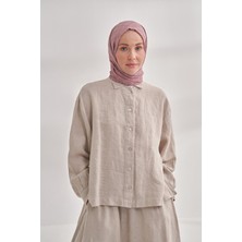 Armanda Zincir Desenli Cotton Monogram Şal - Pudra