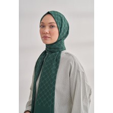Armanda Zincir Desenli Cotton Monogram Şal - Zümrüt