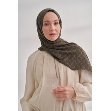 Armanda Zincir Desenli Cotton Monogram Şal - Haki