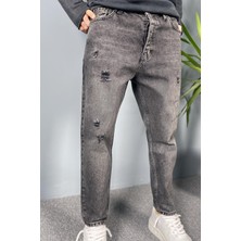 Dar Kesim Boyfriend Gri Renk Kot Pantolon