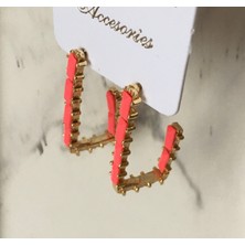 By Nur Takı Pembe Gold J Model Küpe