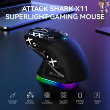 Attack Shark X11 Superlıght 22000 Dpı PAW3311 Şarj Istasyonlu Kablosuz Oyuncu Faresi Siyah