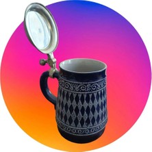 Asya Gümrük Malları Antika Kupa Bardak , Kupa Bardak , Bardak , Vintage Kupa, Alman Seramik Tankart, Zin Kapanlı Gewofag