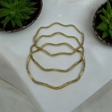 Stainless Steel Ajda Zikzag Bileklik Gold Renk Çelik Bilezik