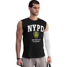 Rock&Roll Nypd Siyah Kesik Kol / Kolsuz Erkek T-Shirt