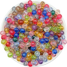 Hedef Bijuteri 8mm Karışık Renkli  Akrilik Dünya Model Boncuk,takı ve Çanta Yapım Boncuğu (50GR,~200 Adet)