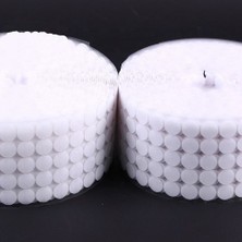 Aso 1,5 cm 500 çift Cırt Bant Yuvarlak Kesim Arkası Yapışkanlı Takım (Beyaz)
