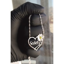 Özgür Takı 925 Ayar Gümüş Papatya Figürlü Kalp Kolye