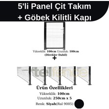 Telfence 5 'li Panel Çit Takım (12.5 Mt) + Panel Çit Göbek Kilitli Kapı Avantaj Paketi