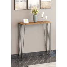 Pinhal Home 120  cm  Atlantik Çam Dresuar Kahve Köşesi Konsol Modern Raf Metal Boru Gümüş Ayaklı