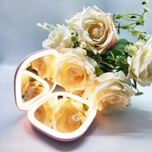 LED Işıklı - Siyah Makyaj Aynası - Yakınlaştırma Özellikli , Cep, Çanta Makyaj Aynası