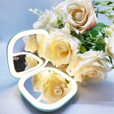 LED Işıklı - Siyah Makyaj Aynası - Yakınlaştırma Özellikli , Cep, Çanta Makyaj Aynası