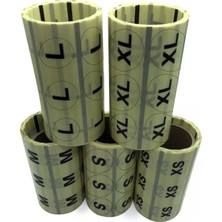 Ofis Turka 30 mm Yuvarlak Şeffaf Üzeri Baskılı Beden Etiketi ( M) 500 Lü Sarım