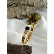 Luna Jewelry Kadın Gold Renk 316 L Çelik Zarif Modern Dokunuş Renk Atmaz Kelepçe Bilezik