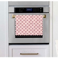 Romantik Pembe Fiyonk Desenli Lazer Kesim Kumaş Fırın Örtüsü