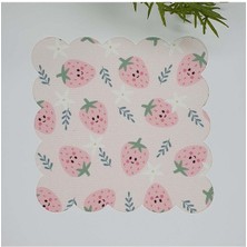 Decofav Pastel Pembe Tatlı Çilek Desenli Kumaş Kokteyl Peçetesi 1 Adet