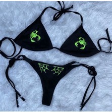 Amor Face Özel Tasarım Yeşil Akrep Baskılı Brazilian Yeni Stil Sexy Kadın Bikini Takımı