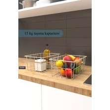 Moniev 2'li Büyük Boy Düzenleyici Lüks Mutfak Düzenleyici Banyo Organizer Metal Meyve Sepeti
