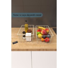 Moniev 2'li Büyük Boy Düzenleyici Lüks Mutfak Düzenleyici Banyo Organizer Metal Meyve Sepeti