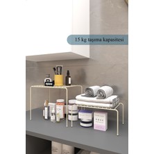 Moniev 2’li Çok Amaçlı Raf Banyo Düzenleyici Mutfak Tencere Düzenleyici Dolap Içi Tezgah Üstü Organizer Bej
