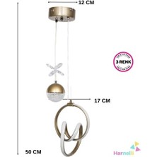 Harnelli 3 Renk Yanabilen Şeker Camlı Modern Ledli Avize