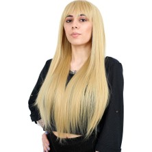 Peruk Market Fiber Sentetik Uzun Düz Kahküllü Peruk - Sarı