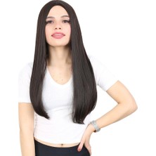 Peruk Market Fiber Sentetik Uzun Düz Peruk - Kahverengi