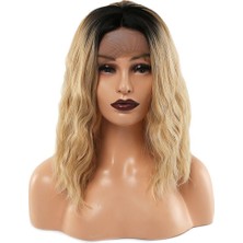 Peruk Market Fiber Sentetik Dalgalı Kısa Tül Peruk - Siyah Balköpüğü Ombreli