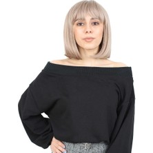 Peruk Market Kısa Küt Perçemli Fiber Sentetik Peruk - Küllü Bebek Sarı