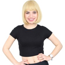 Peruk Market Kısa Küt Perçemli Fiber Sentetik Peruk - Sarı