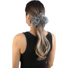 Peruk Market Saçlı Lastikli Topuz Toka - Kırçıllı Gri