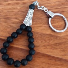 Mga Doğaltaş Mat Oniks Taşı Tesbih Anahtarlık - Mat Oniks Taşı - Doğal Taş Anahtarlık - Tesbih Anahtarlık Sertifikalı Doğal Taş Tesbih