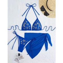 Amor Face Özel Tasarım Silver Varak Yıldız Baskılı Brazilian Luxury Beach Kadın Club  Bikini Takımı