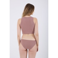 Siera Fitilli Pamuklu Kalın Askılı Crop Kadın Atlet & Slip Külot Takım
