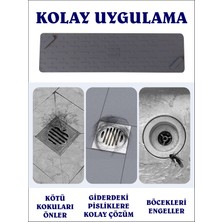 Cozley Kötü Koku Önleyici Uzun Duş Gideri Silikon Mat Duş Gideri Kapağı Tıpası Böcek Önleyici GRİ 40 cm X 11 cm