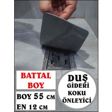 Cozley Kötü Koku Önleyici Uzun Duş Gideri Silikon Mat Duş Gideri Kapağı Tıpası Böcek Önleyici BATTAL BOY GRİ 55 cm X 12 cm