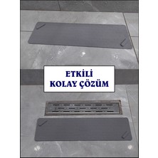 Cozley Kötü Koku Önleyici Uzun Duş Gideri Silikon Mat Duş Gideri Kapağı Tıpası Böcek Önleyici BATTAL BOY GRİ 55 cm X 12 cm