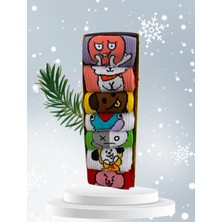 Çorap Dünyam 7”li  Kutulu Bts Emoji Karakterleri Neşeli Kolej Tenis Çorap