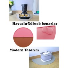 Silikon Mama Matı Havuzlu Yıkanabilir Kaymaz Evcil Hayvan Beslenme Matı Kedi Köpek Paspası 50X25 cm