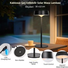 Solar Şarjlı Masa Lambası Dimmerli Dekoratif Abajur Cata Dubai Dokunmatik Cafe Lambası Üç Işık Modu