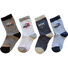 Butik Erkek Çocuk 4 Adet Soccer Yazılı Soket Çorap