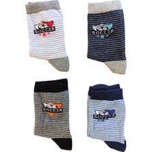 Butik Erkek Çocuk 4 Adet Soccer Yazılı Soket Çorap