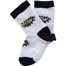 Butik Erkek Çocuk 4 Adet Pow Yazılı Soket Çorap 5-6, 7-8,9-10,11-12 Yaş