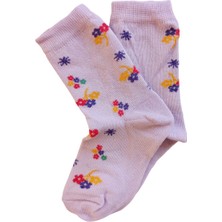 Butik Kız Çocuk 4 Adet Çiçek Desenli Soket Çorap 5-6,7-8,9-10,11-12 Yaş