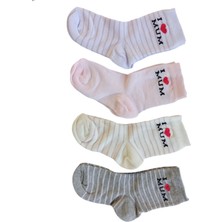 Butik Kız Çocuk 4 Adet I Love Mum Yazılı Soket Çorap 0 -1,1-2,3-4 Yaş
