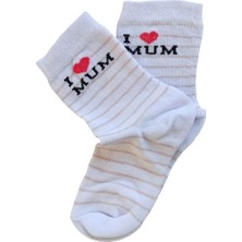 Butik Kız Çocuk 4 Adet I Love Mum Yazılı Soket Çorap 0 -1,1-2,3-4 Yaş
