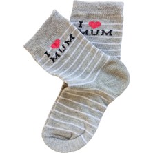 Butik Kız Çocuk 4 Adet I Love Mum Yazılı Soket Çorap 0 -1,1-2,3-4 Yaş