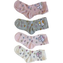 Butik Kız Çocuk 4 Adet Hello Kity Desenli Soket Çorap 0-1,1-2,3-4 Yaş