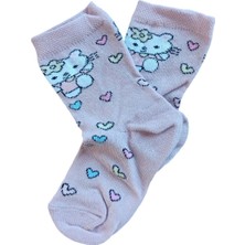 Butik Kız Çocuk 4 Adet Hello Kity Desenli Soket Çorap 0-1,1-2,3-4 Yaş